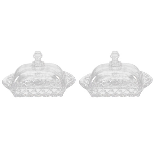 2 Sets Glass Covered Butter Dish With Lid 1