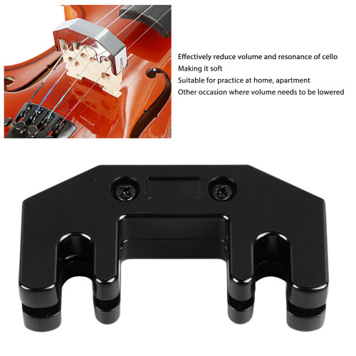 Metal Cello Practice Mute Adjustable Silencer for Bow, Black BA37 2