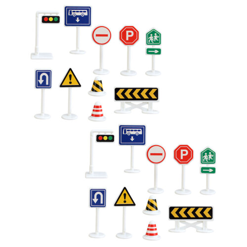 80Pcs ABS Mini Road Signs Models Kids Traffic Set 2