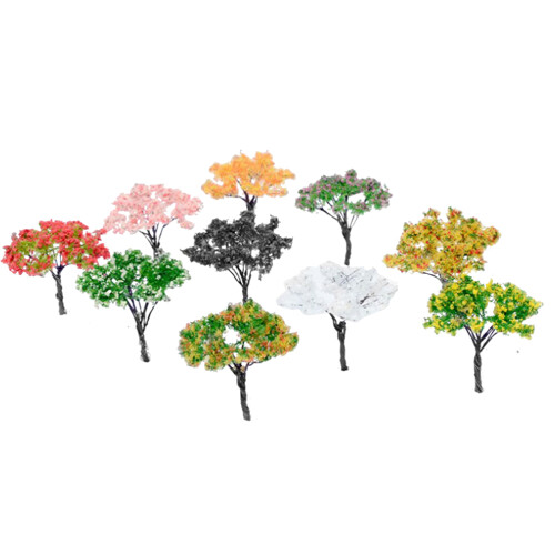 10Pcs Landscape Model Flower Trees Green Scenery Tree