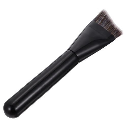 3 Pcs Bright Black Wooden Handle Makeup Brush Set For Foundation