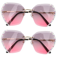2pcs Sunglasses for Women Pink Rameless Fashion Eyewear