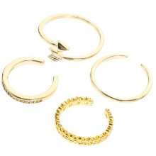 16Stk Verstellbare Frauen Ringe Schmuckset Messing in Gold Ton