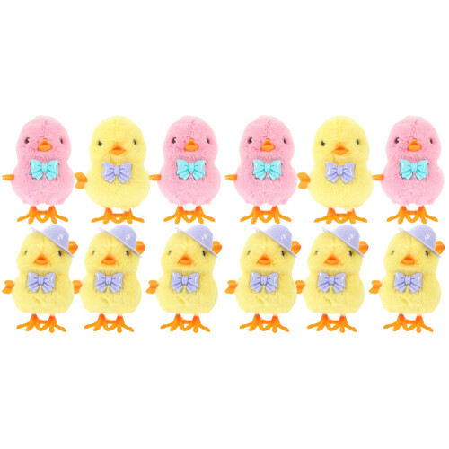 12 Pcs Easter Wind Up Chick Plush Jumping Chicken Egg Basket Filler 2