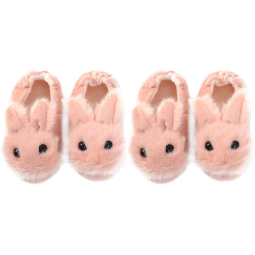 2Pairs Creative Pink Bunny Shape Slippers for Kids Warm and Nonslip 2