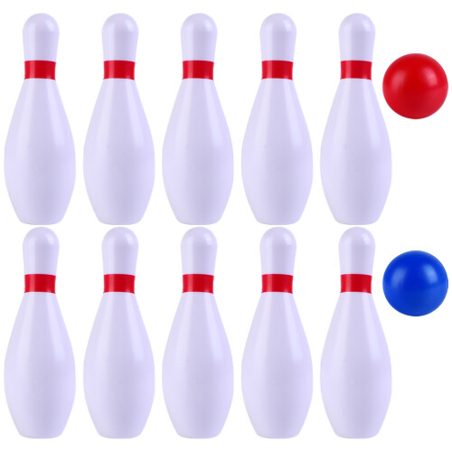 3 Sets Pu Bowling Balls And Solid Bowling Pins Interactive Toy