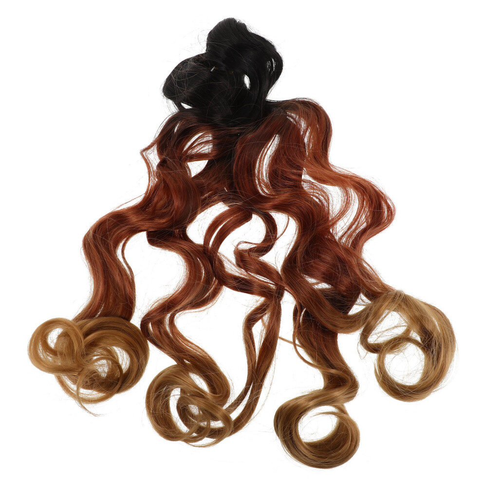 Happyyami Unisex Brown 4Pcs Coffee Braided Curly Wig Extensions Lightweight Hair Pieces Women