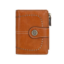 Fashionable Design, Compact Card Holder with Zipper Coin Pocket, Soft Leather Provides Comfortable Touch and Durability for Women's Wallet
