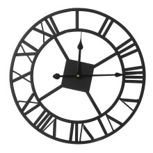 Silent Battery Operated Wall Clock, Extra Large, Roman Numeral Decoration, Modern Retro Metal Design, Enhances Bedroom Decor
