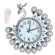 Peacock Design Wall Clock, Art Decorative Clock Waterproof and Corrosion Resistant Vintage Metal Wall Clock for Kitchen Living Room Bath Bedroom Offic
