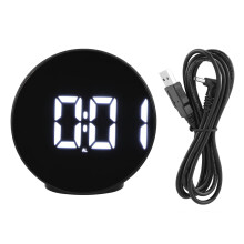 Mirror Alarm Clock with Large Screen Time Display, Auto-Brightness Digital Clock, Ideal for Bedroom and Living Room (Black)