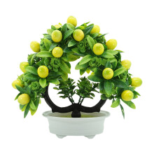 Árvore de limão artificial com aparência realista, bonsai de frutas falsas em vaso para decoração de casa, centro de mesa, decoração de
