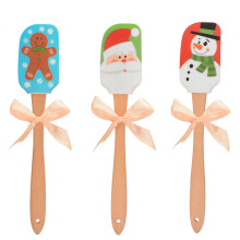 Conjunto de utensílios de cozinha festivos para o Natal, espátulas de silicone com tema natalino, 3 peças, silicone de qualidade alimentar com