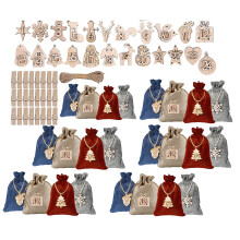 Perfect voor het zelf versieren van een adventskalender, herbruikbare cadeauzakjes van jute, inclusief houten bordjes, kerstcountdown, kerstprint