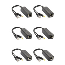 6X Gigabit PoE Splitter 10/100Mbps POE Splitter Output 12V Power over Ethernet IEEE 802.3af for IP Came Black