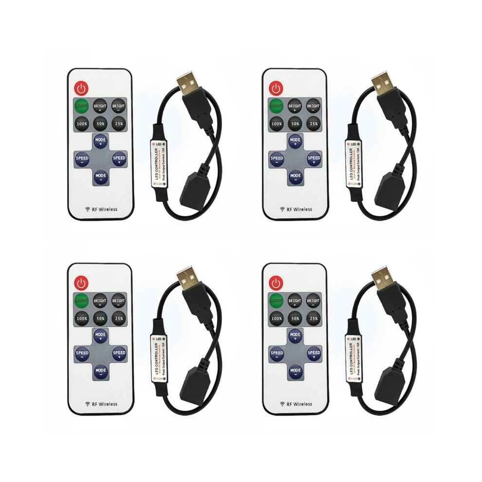 4X 11 Keys Led Strip Controller Dimmer Rf Remote 5V Usb Interface Controller For 5050/2835 Single Color Led Strip 6031235448958