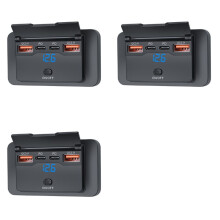 3X 4-Portar 12V 108W Dubbla PD+Dubbel QC3.0 USB-Laddare med Digital Voltmeterbrytare Uttag Strömuttag Paneladapter