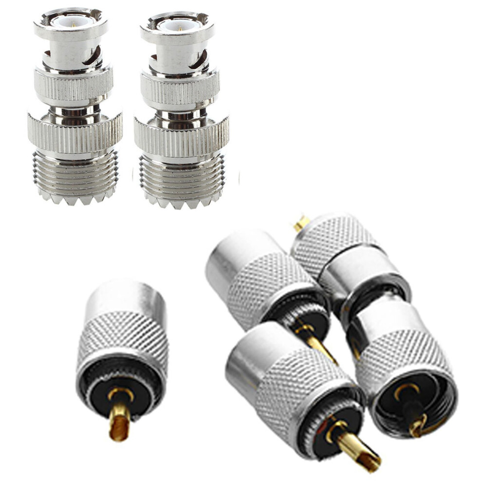 2 Pcs Bnc Male Plug To Uhf So239 Female Rf Coaxial Rf Connector & 5 Pcs Uhf Pl259 Plug Solder Connector For Rg8 4713499007509