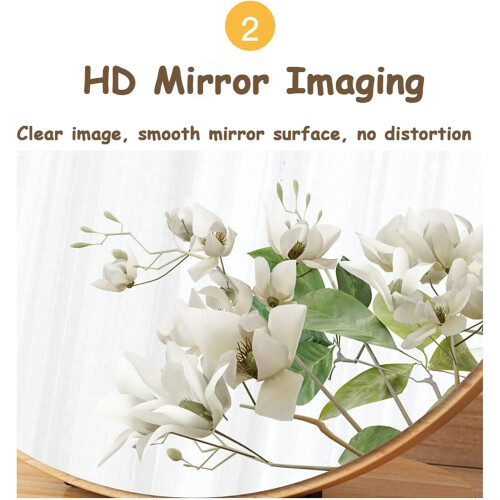 Wooden Tabletop Vanity Mirror 30cm, Round Makeup Mirror with 90 Adjustable Angle and HD Reflection 1
