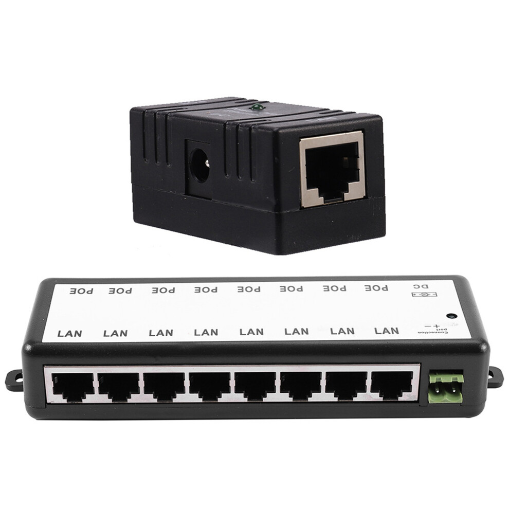 1Pcs Poe Splitter Injector Passive Power Wall Mount Adapter & 1Pcs 8 Poe Injector Poe Splitter 4713683848802
