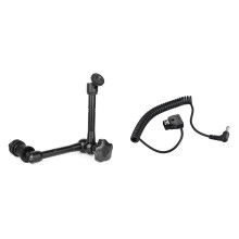 1 Pcs Magic Arm Articulating Arm Magic Friction with Hot Shoe Mount & 1 Pcs Male To  5.5 X 2.1Mm Adapter Cable