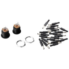 20 Pcs Black 17.9x13.8mm  Power Male Plug Jack Adapter & 10 Pcs Panel Mount 17.9x13.8mm Power Jack  Socket