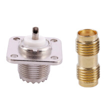 1 Pcs UHF Female SO239 Panel Chassis Mount Connector & 3 Pcs SMA Female To SMA Female for Two Way Radio Antenna Adapter