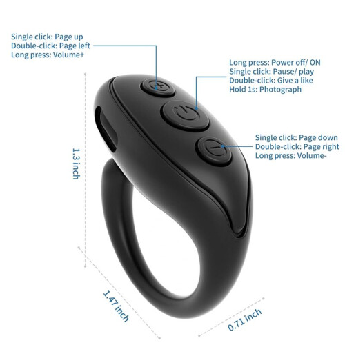 2X  Remote Control Page Turner, Cell Phone Camera Shutter Selfie Remote,  Ring Remote for 2
