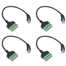 4X RJ45 Screw Terminal Connector Cable RJ45 Male to 8 Pin Extension Cable Lead for Cat5/6/7 Ethernet Extender
