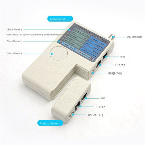 2X RJ11 RJ45 USB BNC LAN Network Cable Tester Remote LAN Cables Tracker Detector 4 in 1 Fast Tester Tool 2