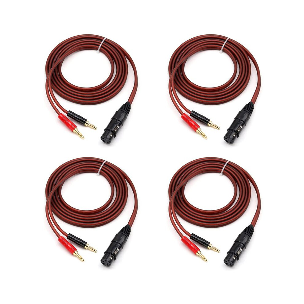 4X Xlr To Banana Speaker Cable,Xlr 3 Pin Female To Dual Banana Plugs Audio Cable, -Plated 4Mm Plug To Xlr3 Pro Hifi Gold 6031160477788