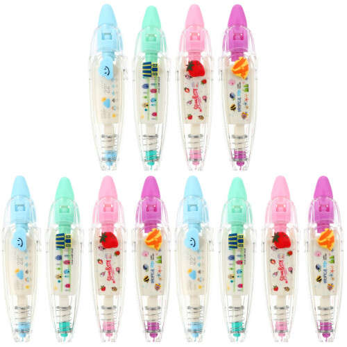 12Pièces Rubans Correcteurs Stylos Motifs Animé Confortables 1