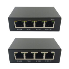 2X 4Port Gigabit POE Extender 100/1000M Network Extender IEEE802.3Af/At Plug& for PoE NVR IP Camera AP