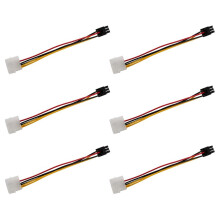 6X 4-Pin Male to 6-Pin Female Socket Power Cable for PCIe PCI Express Adapter