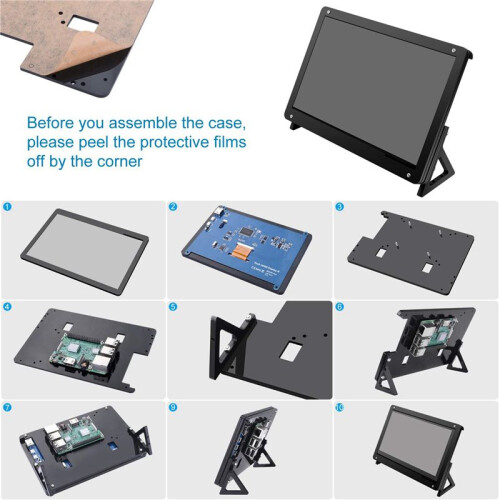 4pcs 7 Inch LCD Acrylic Bracket Case Contact Screen Case Holder Bracket for Raspberry Pi 3 Model B+ 2