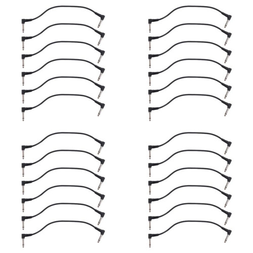 24 PCS Cabos de Patch de Guitarra de 6 Polegadas, Cabo de Efeito de Pedal de Guitarra Preto Cabo de Efeito, Cabo de Patch de Guitarra de ÂNgulo Reto