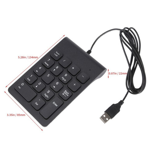 4X  USB Wired Numeric Keypad Numpad 18 Keys Digital Keyboard for Accounting Teller Laptop Windows Android (Black) 2