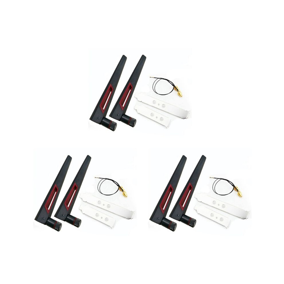 3X 2X8dbi Dual Band M.2 Ipex Mhf4 U.fl Cable To Rp-Sma Pigtail Wifi Antenna Set For Ax210 9260 9560 Ngff Card 6031598291727