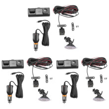 3X 3-Kameralins Bil DVR 3-Kanals Dash Cam HD 1080P Fram och Bak Inuti Dashcam Video Recorder Night Vision