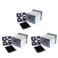 3X Opslaguitbreiding Harde Schijf Kooi DIY Harde Schijf Schijfkooi Rek 5,25 Inch Tot 5 X 3,5 Inch Beugel met 12 cm Ventilator