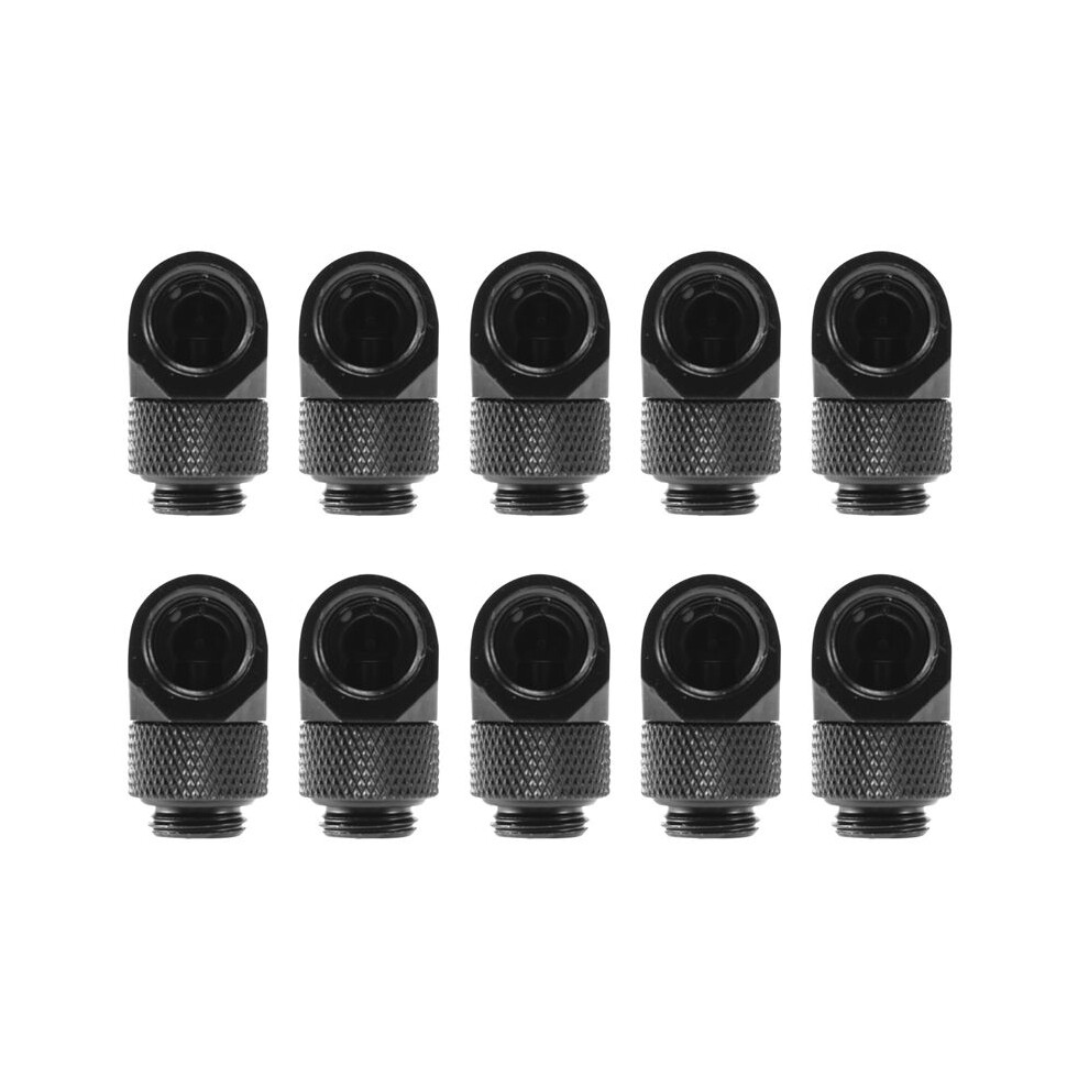 10X 12.9Mm G1/4 Thread 90 Degree Rotary Tube Connector Fitting For Pc Water Cooling Black 4713445704704