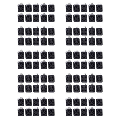 100pcs Black XLR 3pin Female Jack Panel Mount Chassis PCB Socket Connector