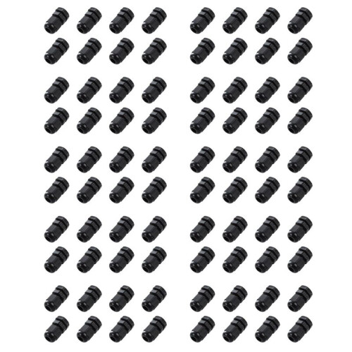 80 PCS PG7 Black Plastic Waterproof Cable Gland Connector 3-6.5mm