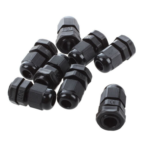 80 PCS PG7 Black Plastic Waterproof Cable Gland Connector 3-6.5mm 1