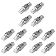 Pacchetto Connettori di Rete RJ45 - Set di 12 Connettori di Rete RJ-45 Cat6A - Spine Antistrappo per Cavo Ethernet Cat 6A Schermate