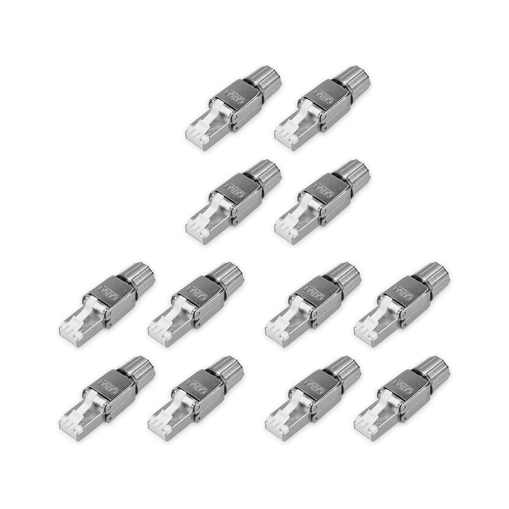 Rj45 Network Connector Pack Set Of 12 Cat6a Rj-45 Network Connectors -Shielded Cat 6A Ethernet Cable Strain Relief Plugs 6033461069624