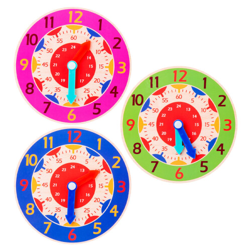 6 Pcs Wooden Clock Toys For Early Educational Learning