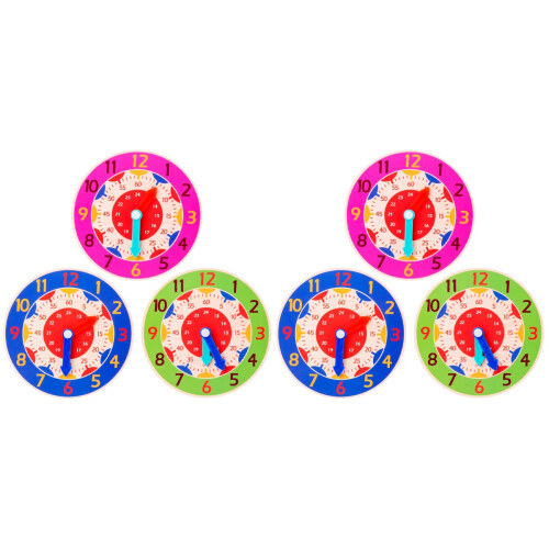 6 Pcs Wooden Clock Toys For Early Educational Learning 1