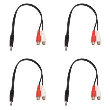4pcs 3.5mm Stereo Adapter Headphone Jack to 2 RCA Jack Adapter Audio Cable, 3.5mm Male to 2x RCA Female