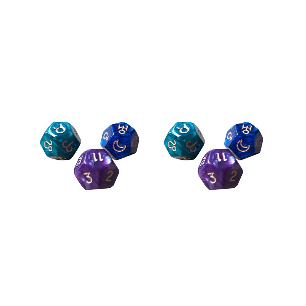 6Pc 12-Sided Tarot Dice Resin Polyhedral Astrology Divination Cards Game Dice For Astrologers 4714008799076